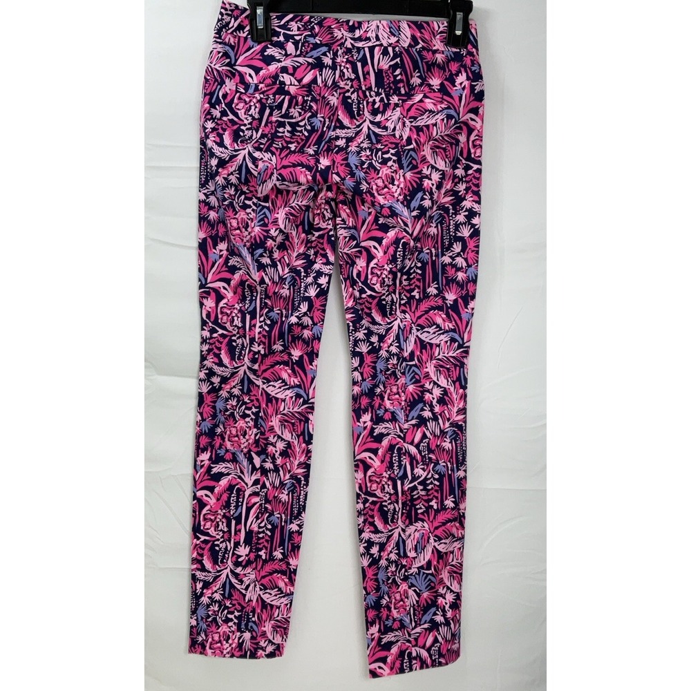 NWT Women's Lilly Pulitzer Kelly Skinny Ankle Pants Pink Palm Swing Of Things 00 - Picture 4 of 7